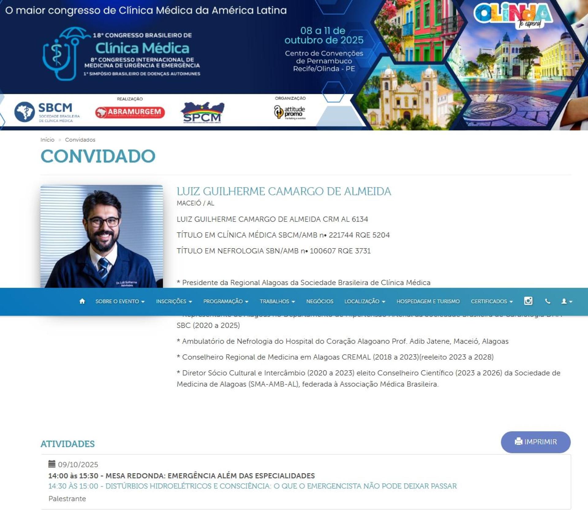 18º Congresso Brasileiro de Clínica Médica e o 8º Congresso Internacional de Medicina de Urgência e Emergênci
